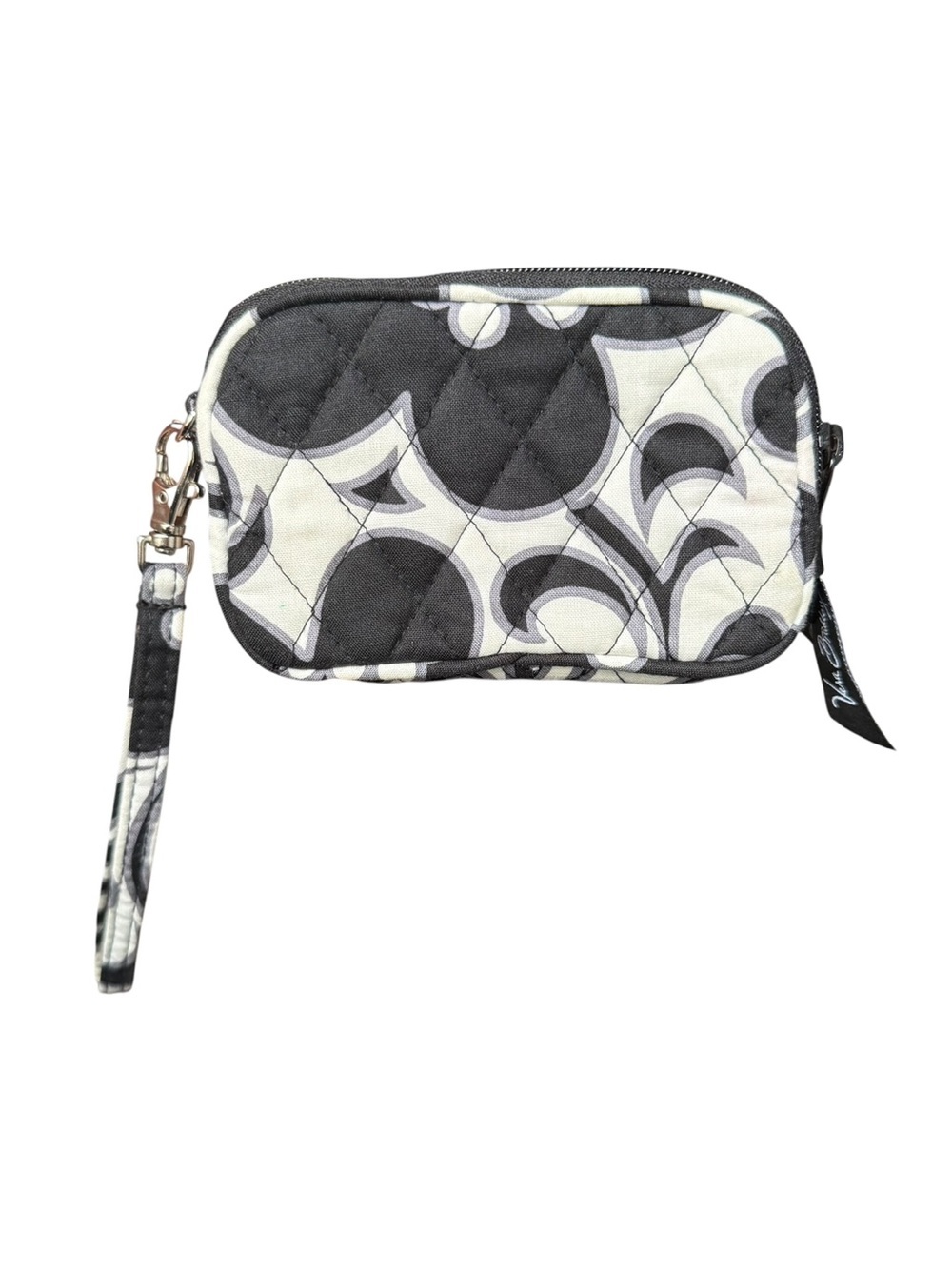 4/$25 Vera Bradley Night & Day Quilted Coin Pouch Wristlet Small Black White